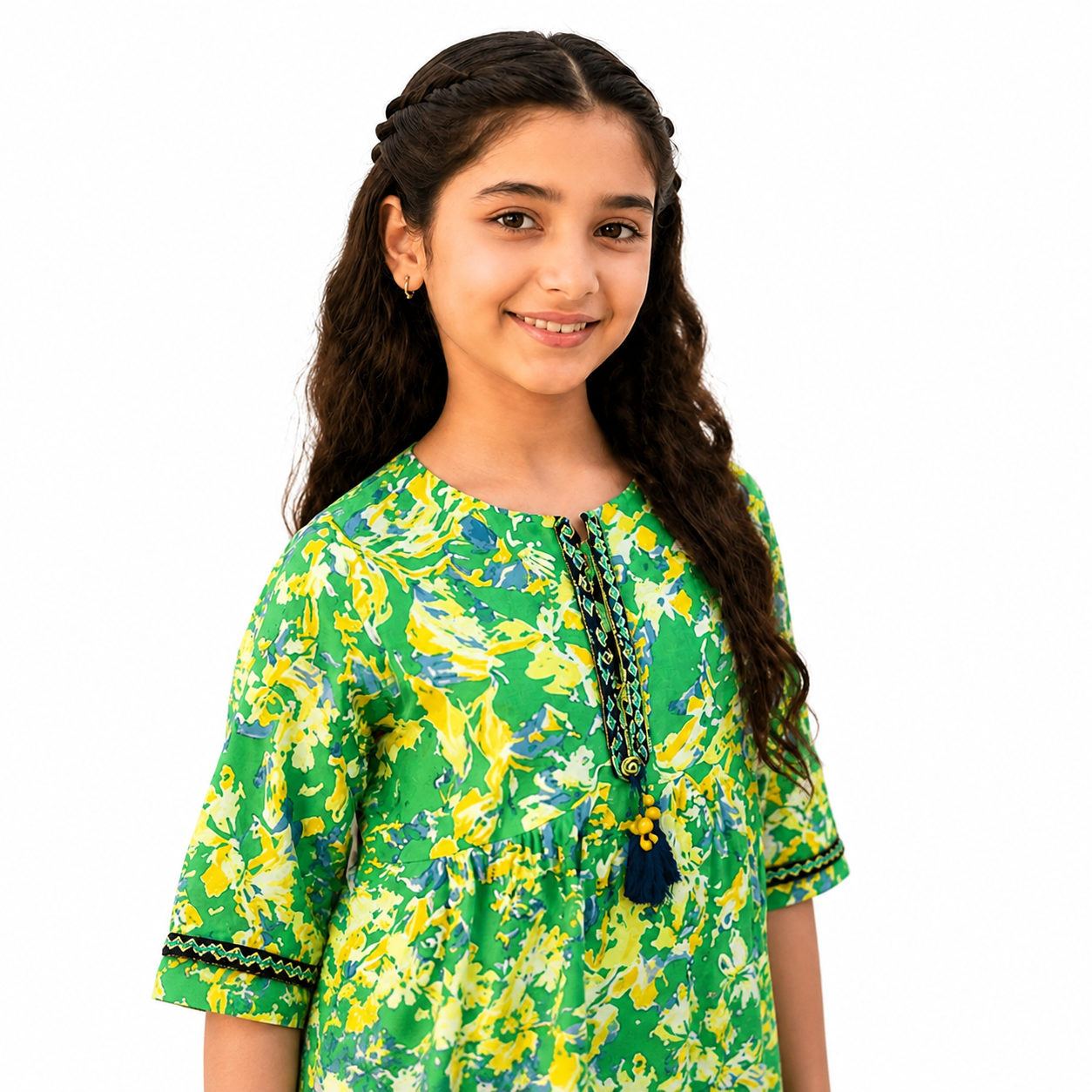 Green Floral Printed Girls Co-Ord Set — alternate view