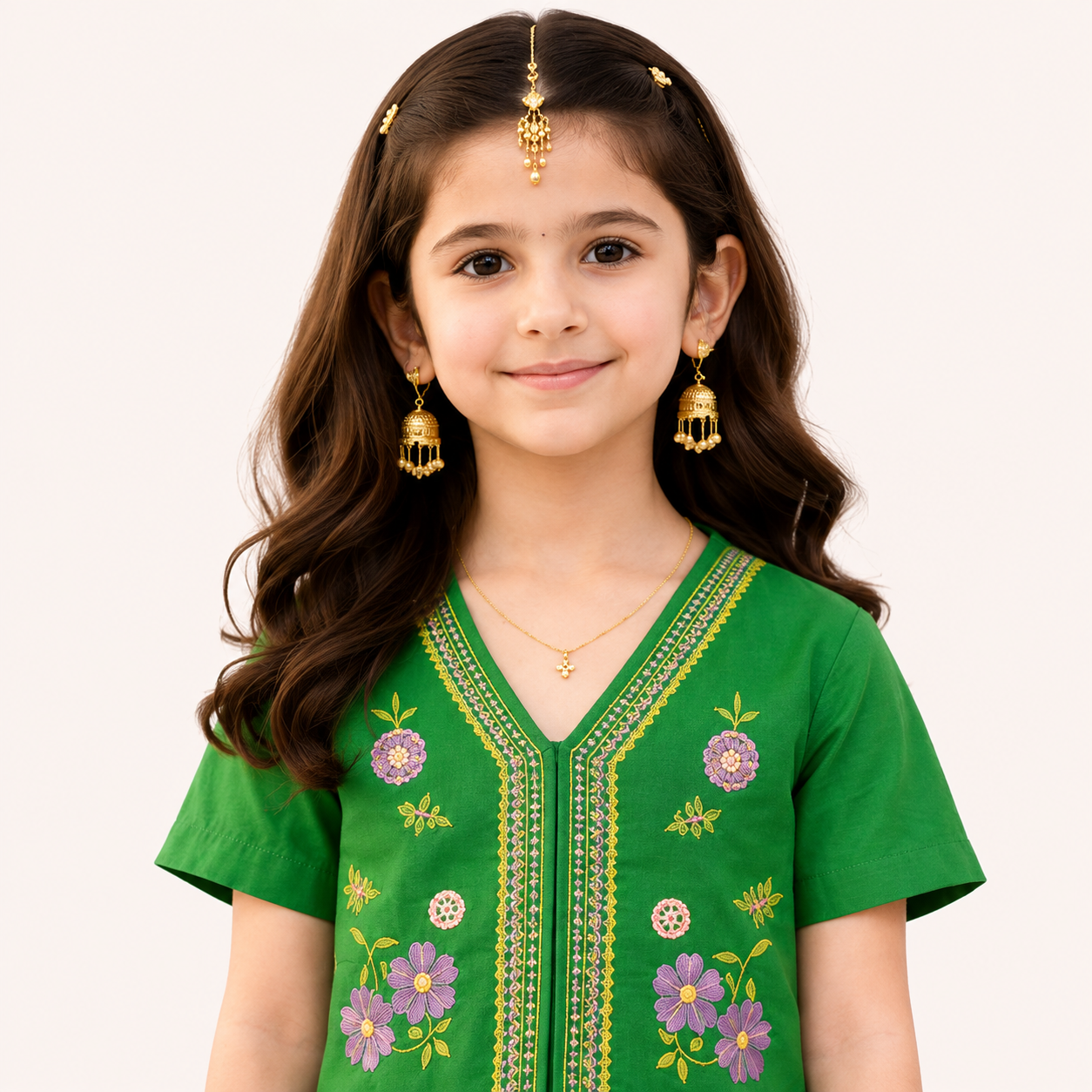 TinySoul Green Embroidered Girls 2 Piece Suit — alternate view