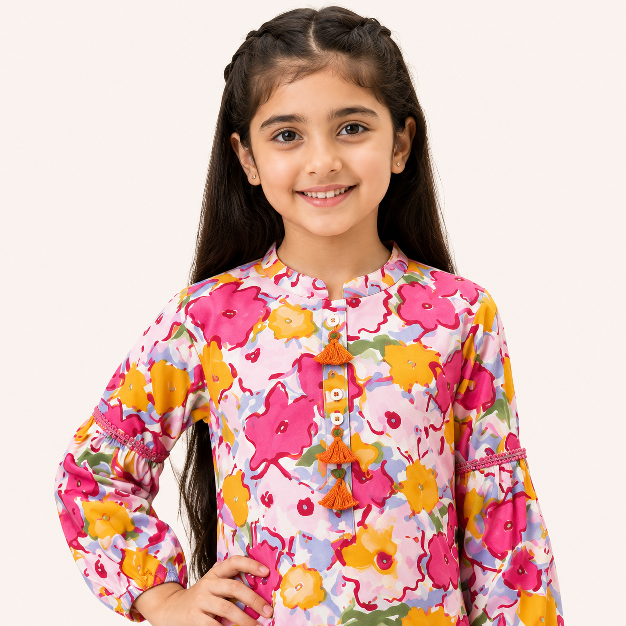 TinySoul Pink Floral Printed Girls 2 Piece Suit — alternate view